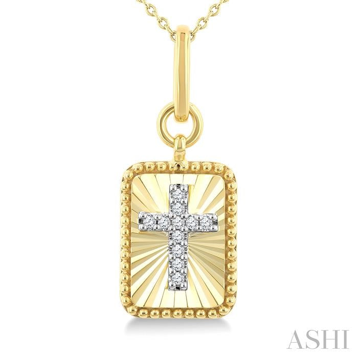 ASHI Rectangular Cross Fluted Diamond Fashion Pendant 918H9PPTGPDYW