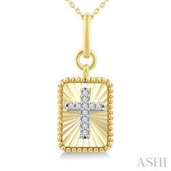 ASHI Rectangular Cross Fluted Diamond Fashion Pendant 918H9PPTGPDYW