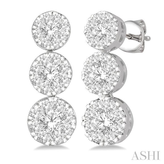 ASHI Round Shape Past Present & Future Lovebright Essential Diamond Earrings 919A1PPFGERWG