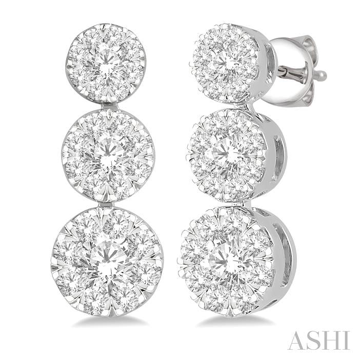 ASHI Round Shape Past Present & Future Lovebright Essential Diamond Earrings 919A2PPFGERWG