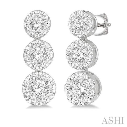 ASHI Round Shape Past Present & Future Lovebright Essential Diamond Earrings 919A3PPFGERWG