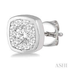 ASHI Cushion Shape Lovebright Essential Diamond Stud Earrings 919B2PPFHERWG