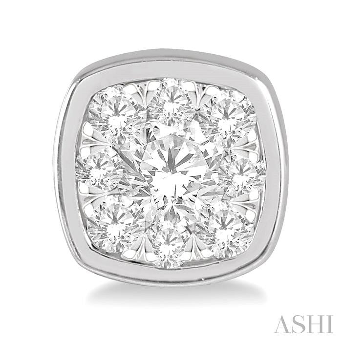 ASHI Cushion Shape Lovebright Essential Diamond Stud Earrings 919B2PPFHERWG