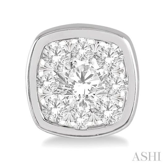 ASHI Cushion Shape Lovebright Essential Diamond Stud Earrings 919B2PPFHERWG