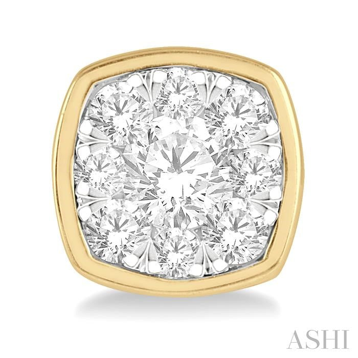ASHI Cushion Shape Bezel Set Lovebright Essential Diamond Stud Earrings 919B3PPFGERYW