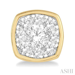 ASHI Cushion Shape Bezel Set Lovebright Essential Diamond Stud Earrings 919B3PPFGERYW