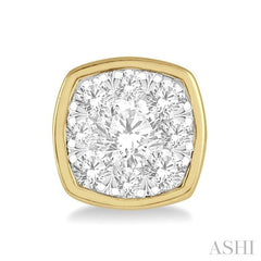 ASHI Cushion Shape Bezel Set Lovebright Essential Diamond Stud Earrings 919B5PPFGERYW