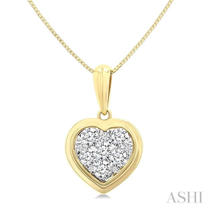 ASHI Heart Bezel Set Lovebright Diamond Fashion Pendant 919C5PPFGPDYW-HT