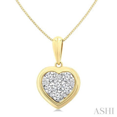ASHI Heart Bezel Set Lovebright Diamond Fashion Pendant 919C5PPFGPDYW-HT