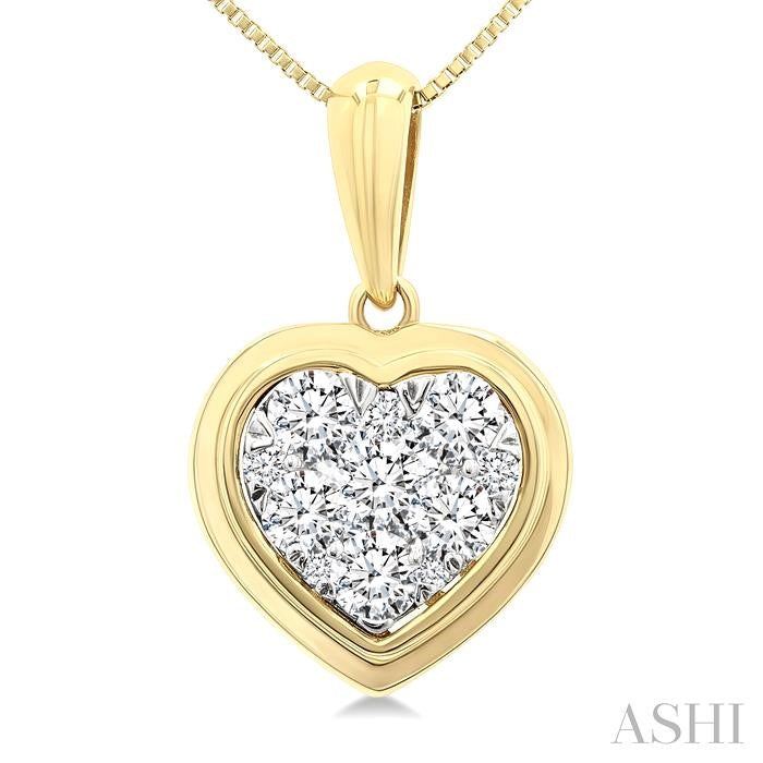 ASHI Heart Bezel Set Lovebright Diamond Fashion Pendant 919C5PPFGPDYW-HT