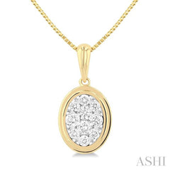 ASHI Oval Shape Bezel Set Lovebright Diamond Fashion Pendant 919C5PPFGPDYW-OV