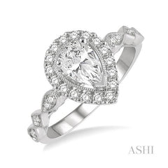 ASHI Pear Shape Halo Diamond Engagement Ring 221L2PPFHWG-LE
