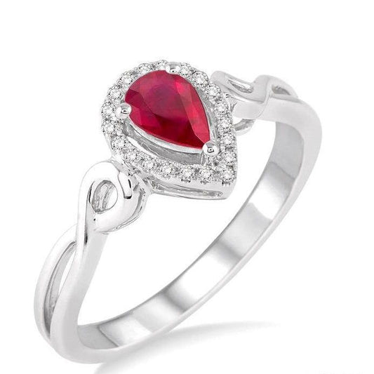 Parkplace Jewelers Pear Shape Gemstone & Halo Diamond Ring 40948PPTSRBWG