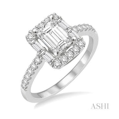 ASHI Emerald Shape Semi-Mount Halo Diamond Engagement Ring 226A3PPFRWG-SM