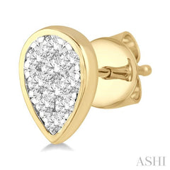 ASHI Pear Shape Bezel Set Lovebright Essential Diamond Stud Earrings 920B3PPFGERYW