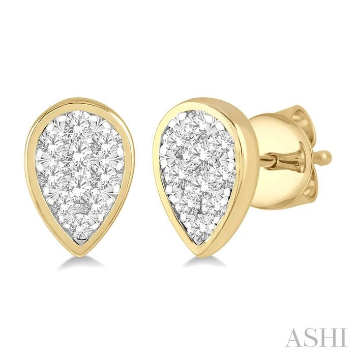 ASHI Pear Shape Bezel Set Lovebright Essential Diamond Stud Earrings 920B3PPFGERYW