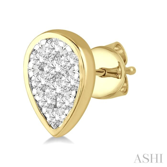 ASHI Pear Shape Bezel Set Lovebright Essential Diamond Stud Earrings 920B5PPFGERYW