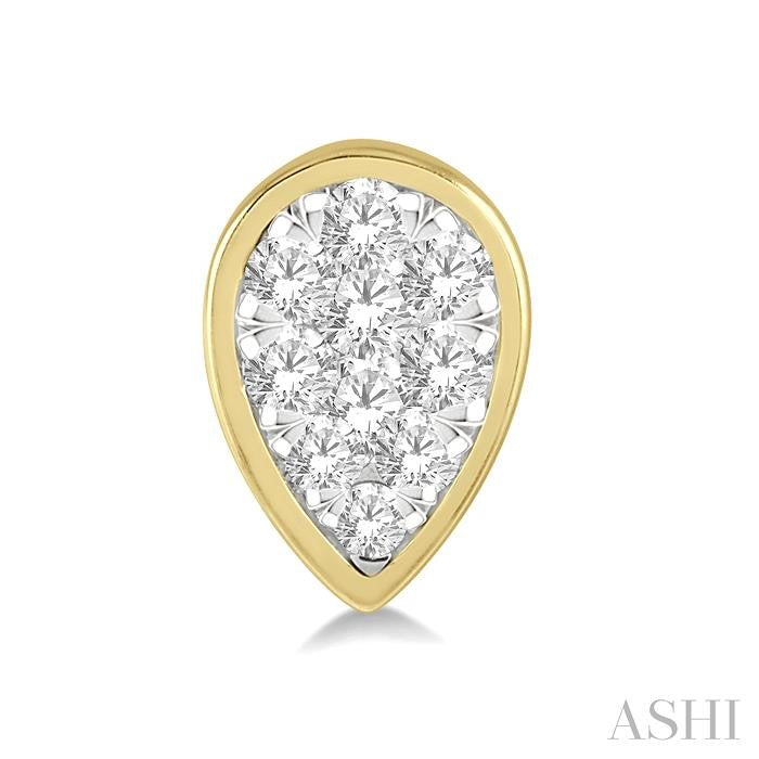 ASHI Pear Shape Bezel Set Lovebright Essential Diamond Stud Earrings 920B5PPFGERYW