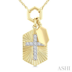 ASHI Cross Charm Fluted Diamond Fashion Pendant 920G8PPTGPDYW