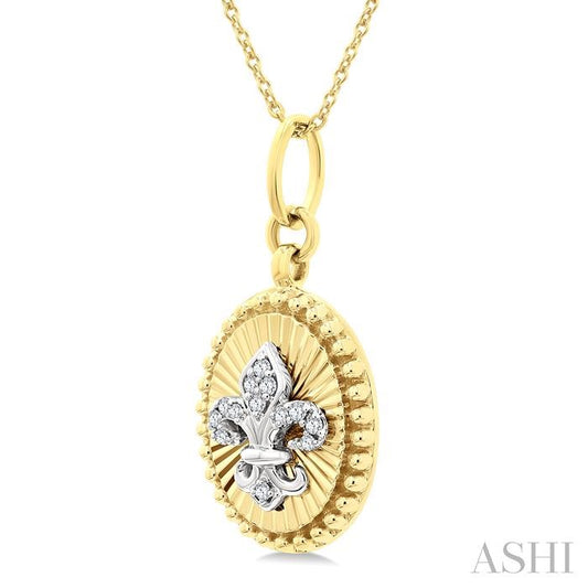 ASHI Oval Fleur De Lis Fluted Diamond Fashion Pendant 920H9PPTGPDYW