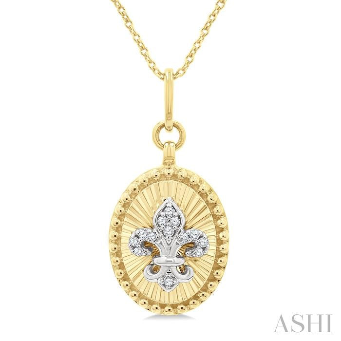 ASHI Oval Fleur De Lis Fluted Diamond Fashion Pendant 920H9PPTGPDYW