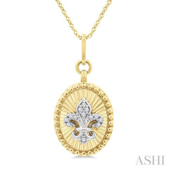 ASHI Oval Fleur De Lis Fluted Diamond Fashion Pendant 920H9PPTGPDYW
