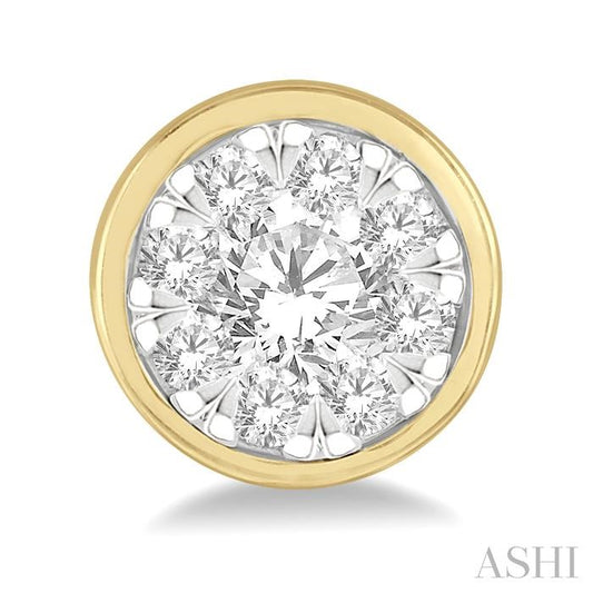ASHI Round Shape Bezel Set Lovebright Essential Diamond Stud Earrings 921B2PPFGERYW