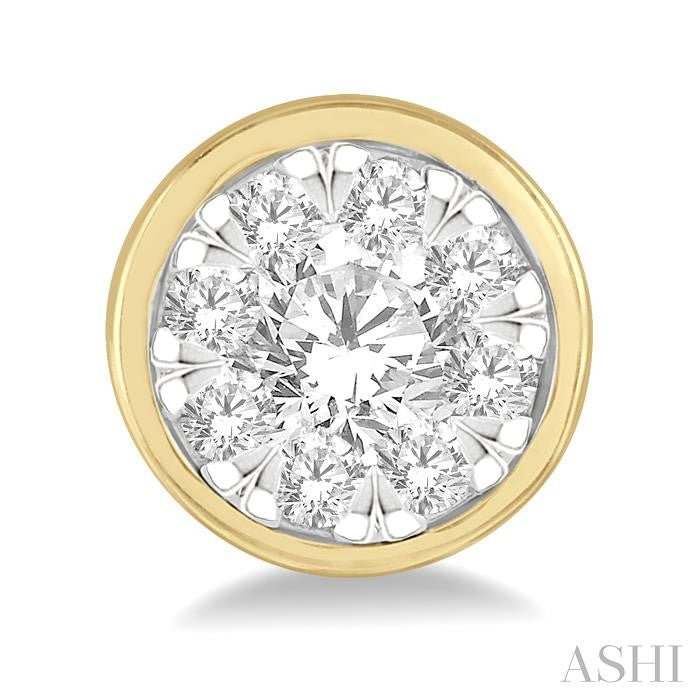 ASHI Round Shape Bezel Set Lovebright Essential Diamond Stud Earrings 921B3PPFGERYW