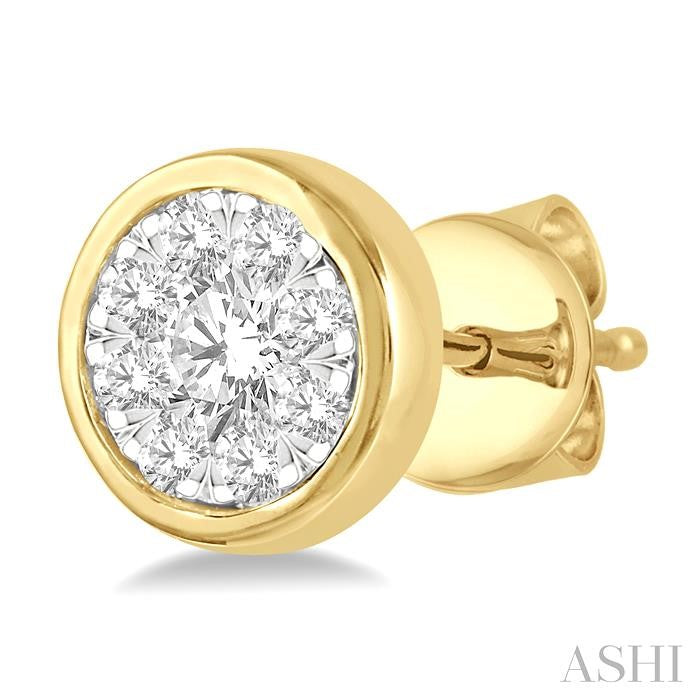 ASHI Round Shape Bezel Set Lovebright Essential Diamond Stud Earrings 921B5PPFGERYW