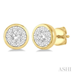 ASHI Round Shape Bezel Set Lovebright Essential Diamond Stud Earrings 921B5PPFGERYW