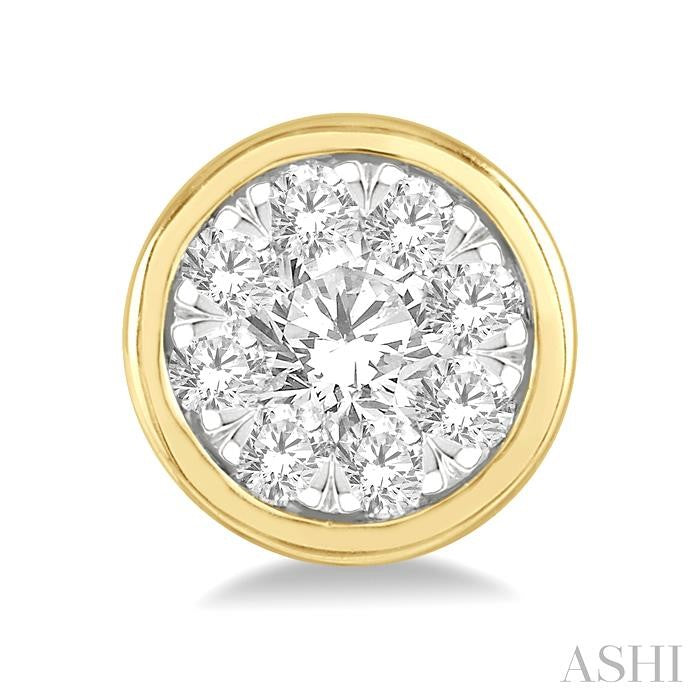 ASHI Round Shape Bezel Set Lovebright Essential Diamond Stud Earrings 921B5PPFGERYW