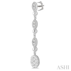 ASHI Oval Shape Lovebright Diamond Long Earrings 922B3PPFGERWG-OV
