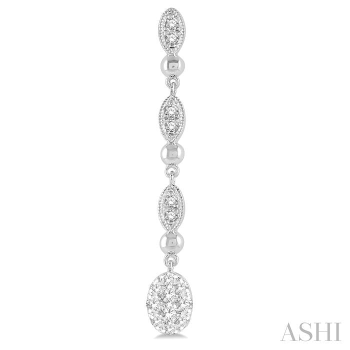 ASHI Oval Shape Lovebright Diamond Long Earrings 922B3PPFGERWG-OV
