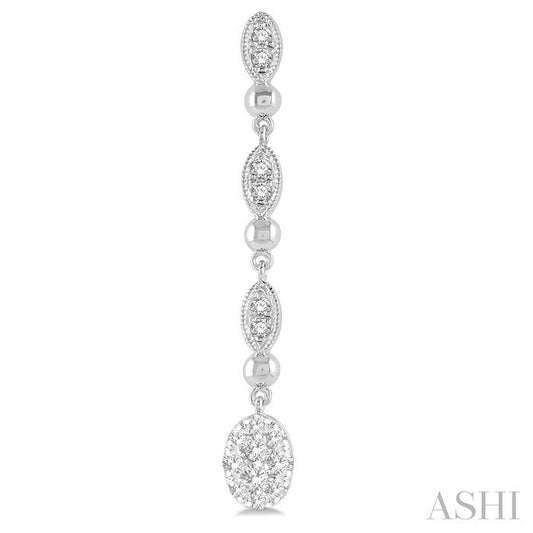 ASHI Oval Shape Lovebright Diamond Long Earrings 922B3PPFGERWG-OV