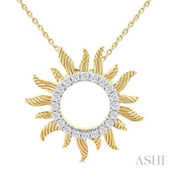 ASHI Sunburst Fluted Diamond Fashion Pendant 922F6PPTGPDYG