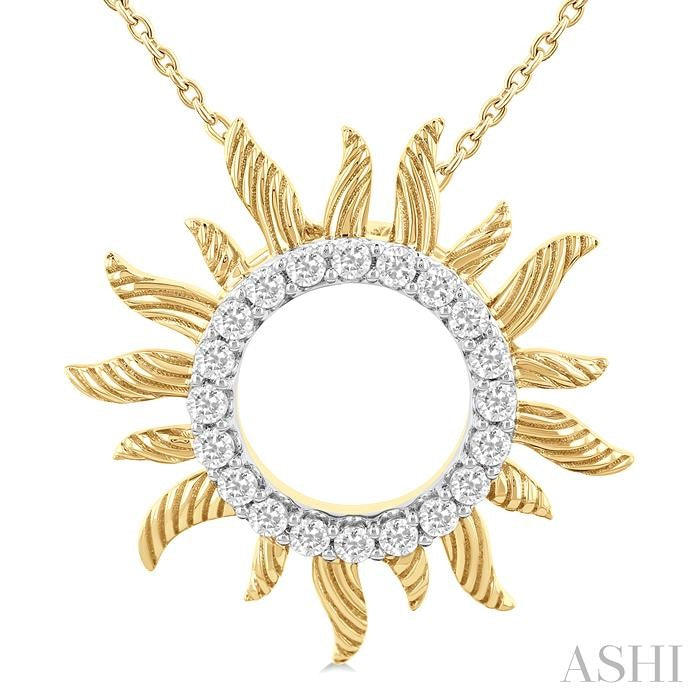 ASHI Sunburst Fluted Diamond Fashion Pendant 922F6PPTGPDYG