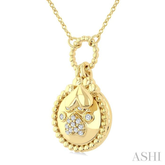 ASHI Dog Paw Charm Diamond Fashion Pendant 922G8PPTGPDYG