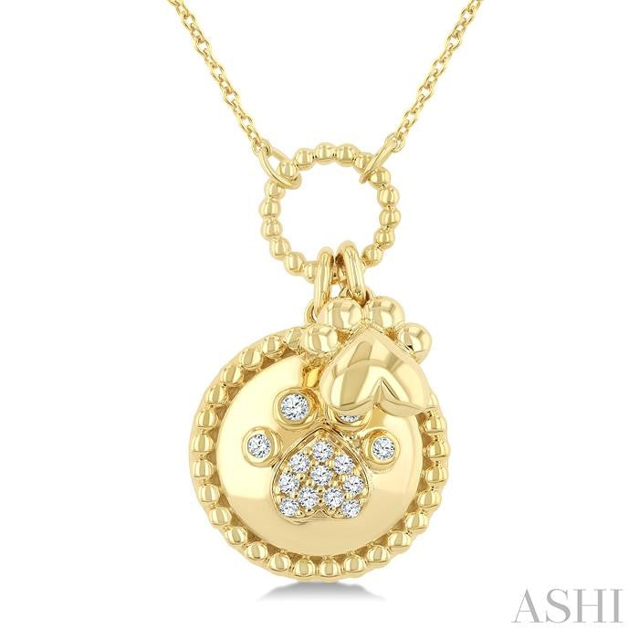 ASHI Dog Paw Charm Diamond Fashion Pendant 922G8PPTGPDYG