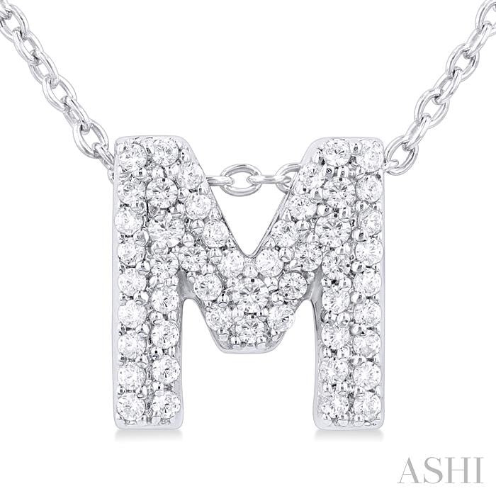 ASHI Bubble 'M' Initial Diamond Pendant 924F8PPTSPDWG-M