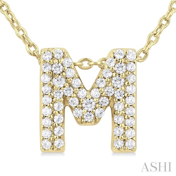 ASHI Bubble 'M' Initial Diamond Pendant 924F8PPTSPDYG-M