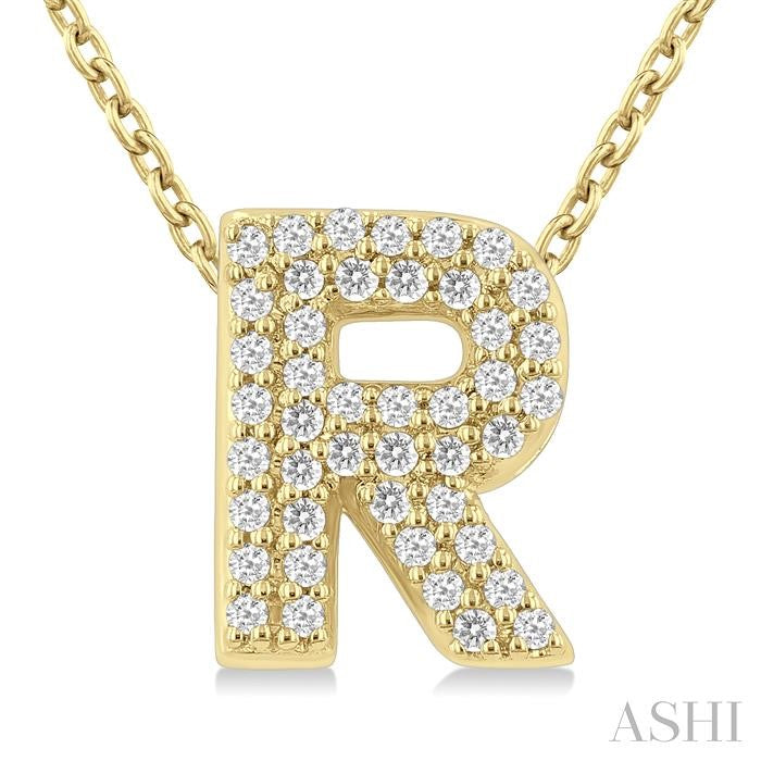 ASHI Bubble 'R' Initial Diamond Pendant 924F8PPTSPDYG-R