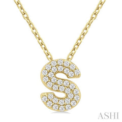 ASHI Bubble 'S' Initial Diamond Pendant 924F8PPTSPDYG-S
