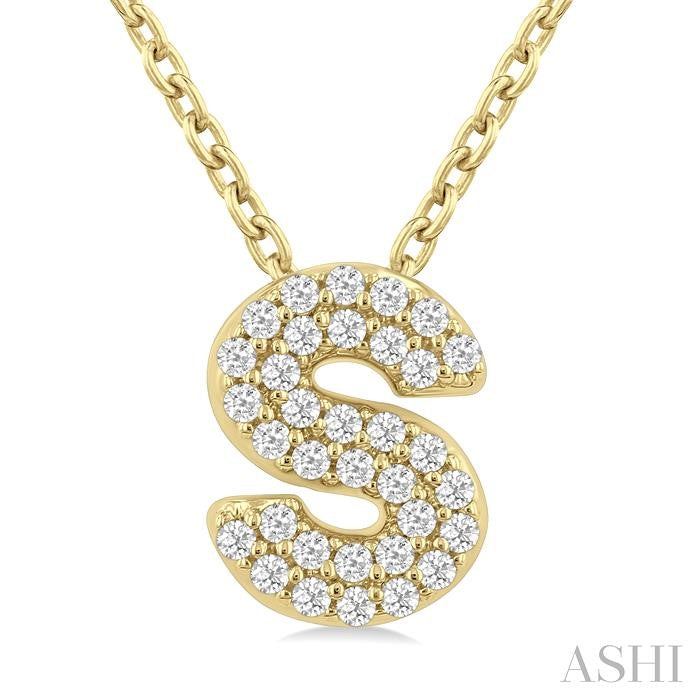 ASHI Bubble 'S' Initial Diamond Pendant 924F8PPTSPDYG-S