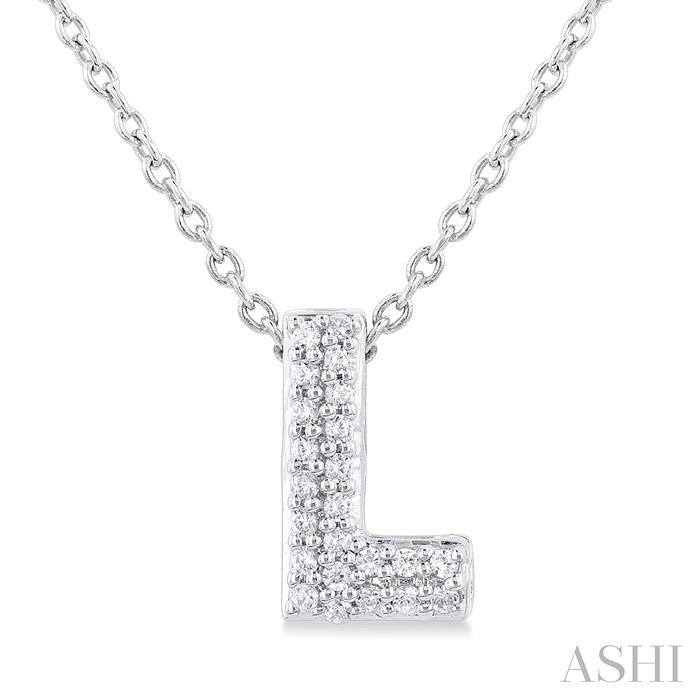 ASHI Bubble 'L' Initial Diamond Pendant 924F9PPTSPDWG-L
