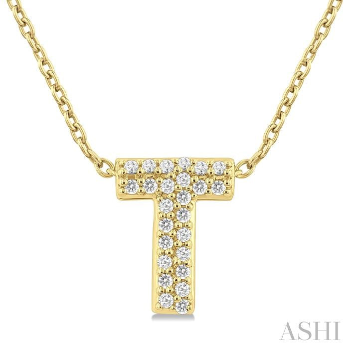 ASHI Bubble 'T' Initial Diamond Pendant 924F9PPTSPDYG-T
