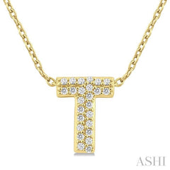 ASHI Bubble 'T' Initial Diamond Pendant 924F9PPTSPDYG-T