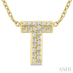 ASHI Bubble 'T' Initial Diamond Pendant 924F9PPTSPDYG-T