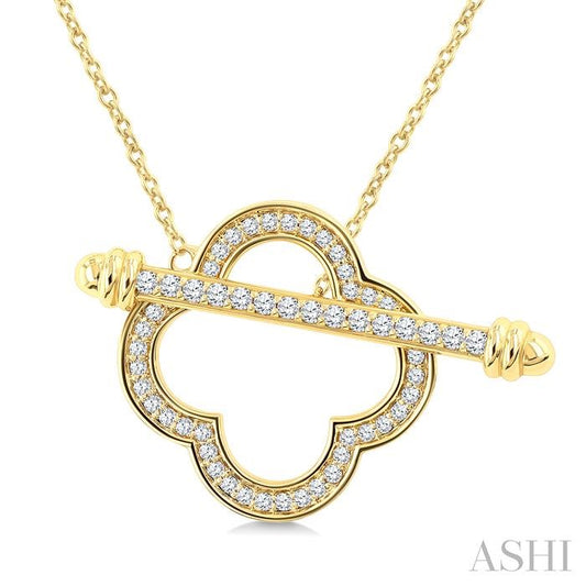 ASHI Clover Toggle Diamond Fashion Necklace 924HUPPTGNKYG