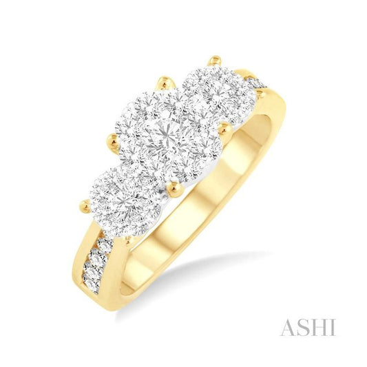 ASHI Round Shape Past Present & Future Lovebright Essential Diamond Ring 36911PPFGYW
