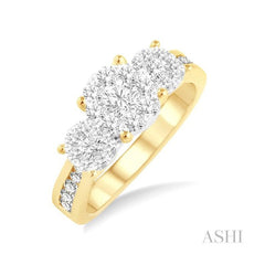 ASHI Round Shape Past Present & Future Lovebright Essential Diamond Ring 36911PPFGYW